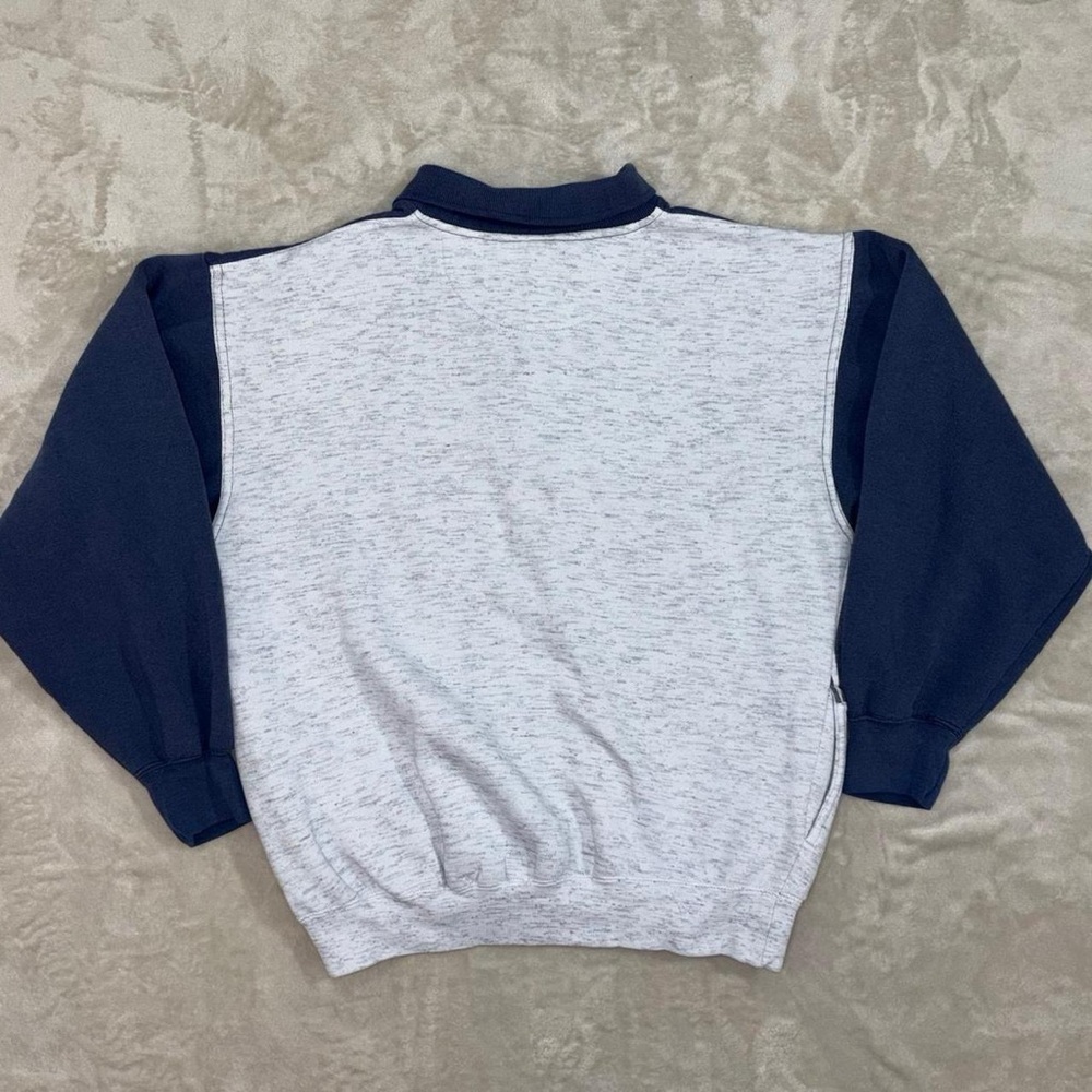 Vintage blue and grey striped quarter button up sweatshirt - Picture 2 of 6